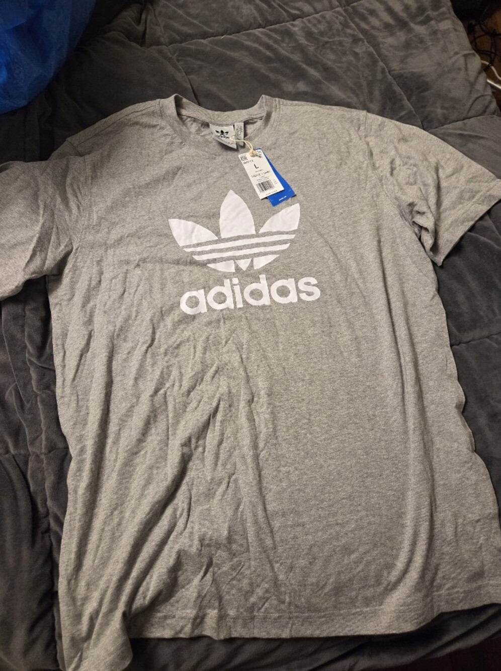 adidas Gray Tee with White Trefoil Logo
